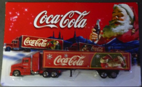 01008-44 € 5,00 coca cola auto vrachtwagen kerstman drinkend aan fles (1x zonder doosje)